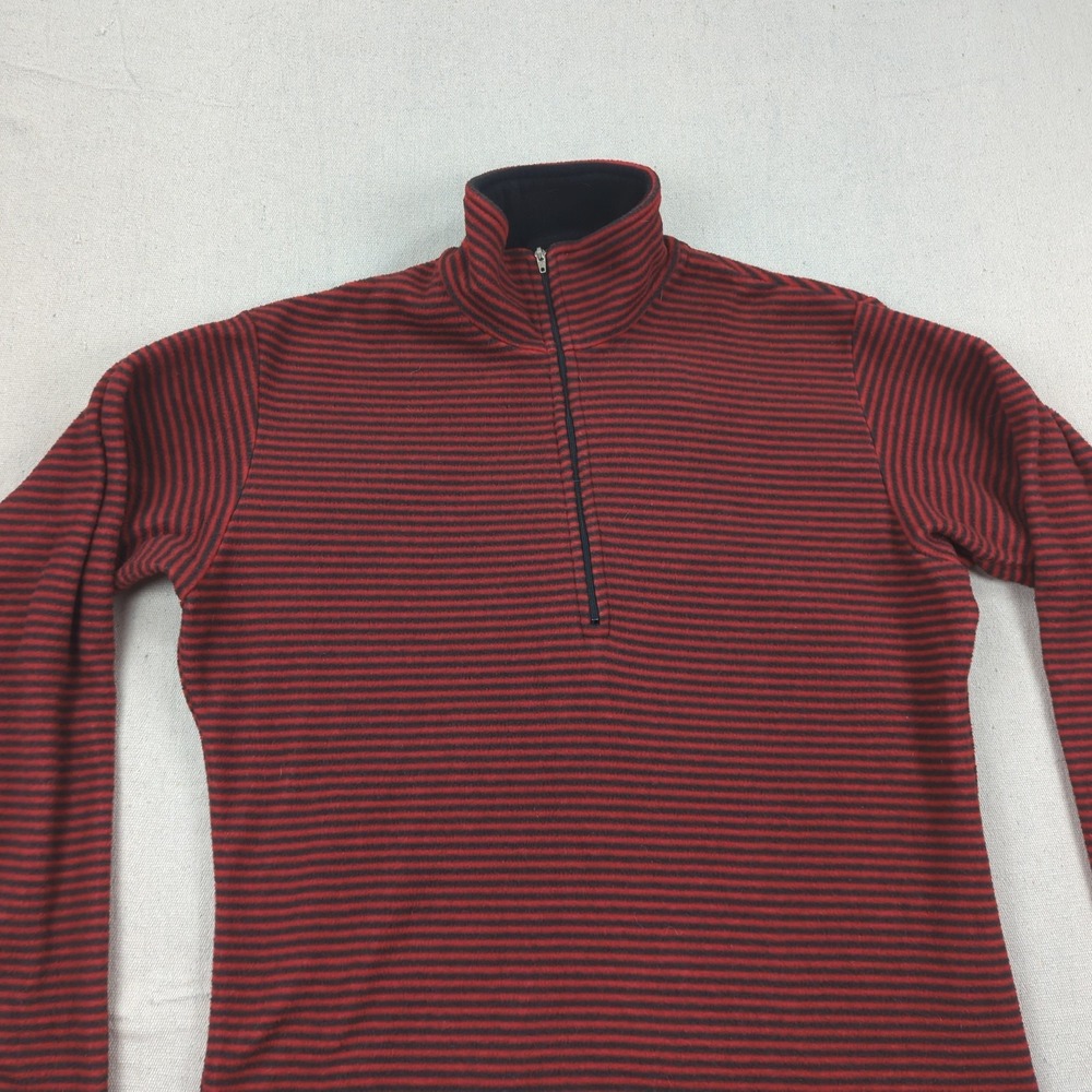 Vtg Patagonia Fleece Jacket Mens Small Red Striped Capilene 1/4 Zip Made in USA - Picture 2 of 13